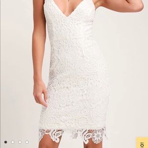 NWOT Lulus Pass The Prosecco White Lace Mini Dress